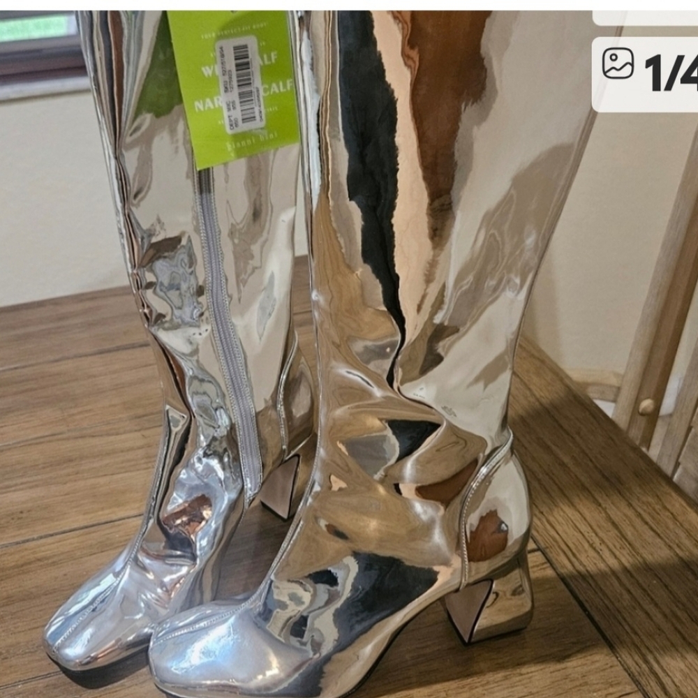 Gianni Bini Metallic Silver Heeled Boots